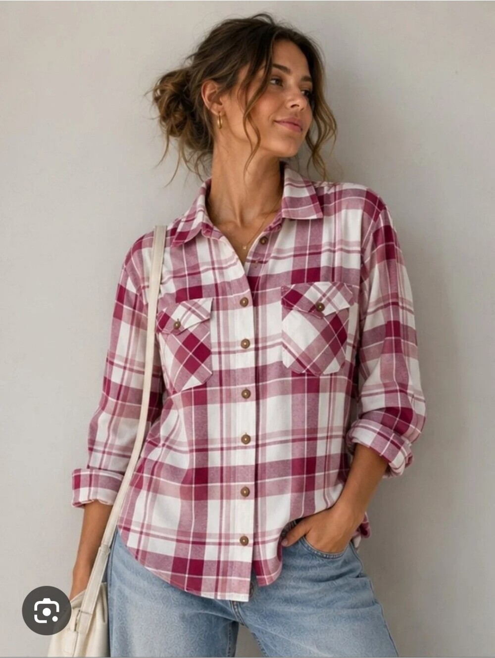 Organic Cotton Pink Plaid Button-Down Shirt